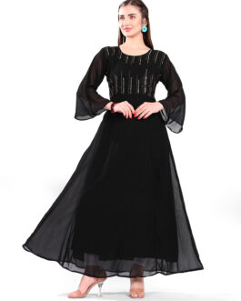 M5M Black Georgette Long Gown