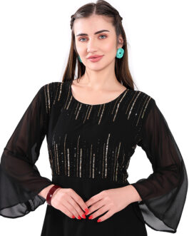 M5M Black Georgette Long Gown