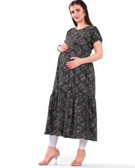 M5M Maternity Feeding Kurti Cotton Rayon with Zippers | Maternity Dress in Breathable Fabric for Pre and Post Pregnancy & Nursing for Mom