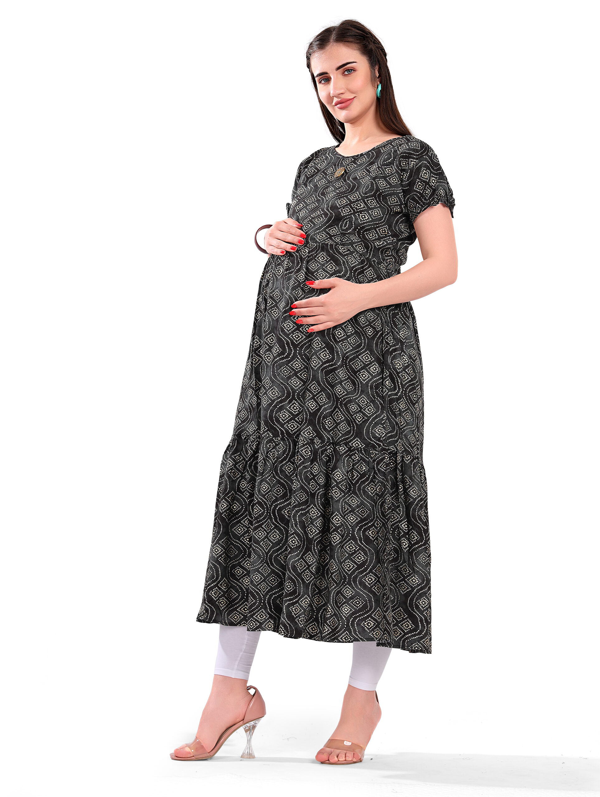 Hridaya Beautiful cotton maternity gown with zip set 2