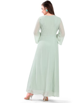 M5M Light Green Georgette Long Gown