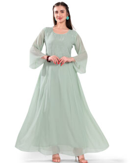 M5M Light Green Georgette Long Gown